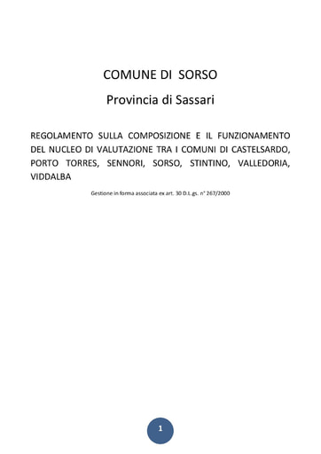 REGOLAMENTO SULLA COMPOSIZIONE E IL FUNZIONAMENTO DEL NUCLEO DI VALUTAZIONE