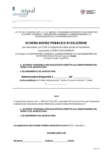 Schema di avviso