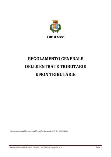 regolamento generale entrate tributarie e non tributarie