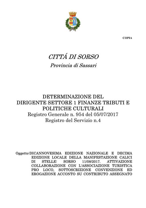 DETERMINAZIONE N° 4 del 05 07 2017 Pro Loco Sorso