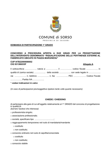 03 Domanda di partecipazione primo grado   Allegato A