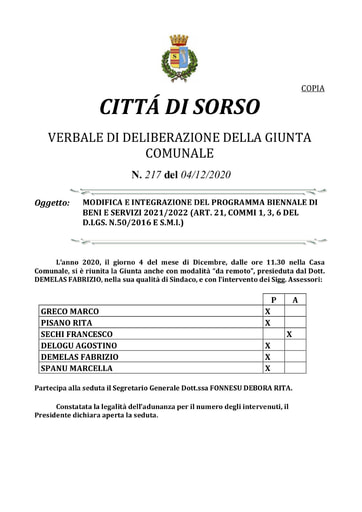 MODIFICA PROGRAMMA BENI E SERVIZI 2021 2022