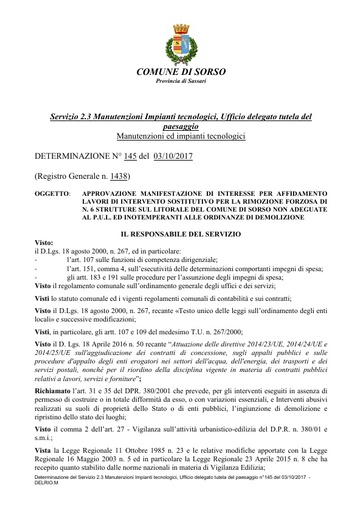 DETERMINAZIONE Approvazione manifestazione di interessE