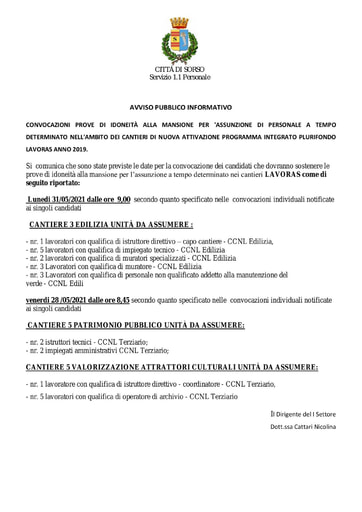 4.0 AVVISO INFORMATIVO CANTIERI LAVORAS