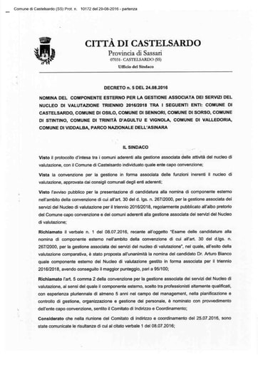 Decreto Nomina componente esterno  Nucleo di Valutazione