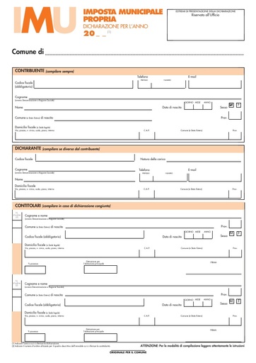 IMU DICHIARAZIONE 2012 EDITABILE