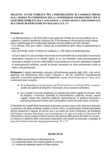 03) Avviso manifestazione di interesse componente commissione