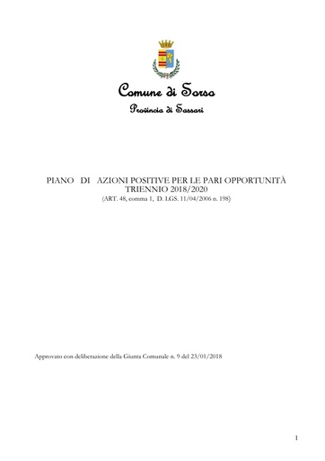 PIANO DI AZIONI POSITIVE PER LE PARI OPPORTUNITÀ TRIENNIO 2018/2020