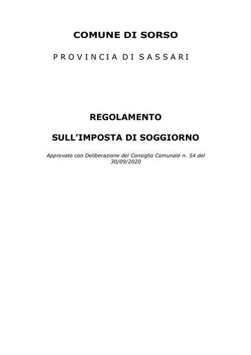 Regolamento imposta di soggiorno Comune di Sorso