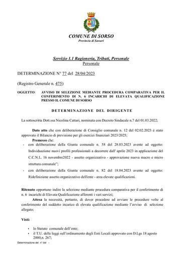 DETERMINAZIONE N° 475 del 28.04.2023