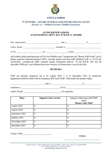 4  AUTOCERTIFICAZIONE DELLE SPESE SOSTENUTE PRIMO SEMESTRE (Modello B)