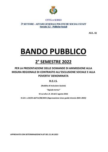 ALL  A) BANDO PUBBLICO REIS 2° SEMESTRE 2022