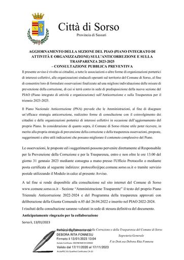 Aggiornamento anticorruzione 2023