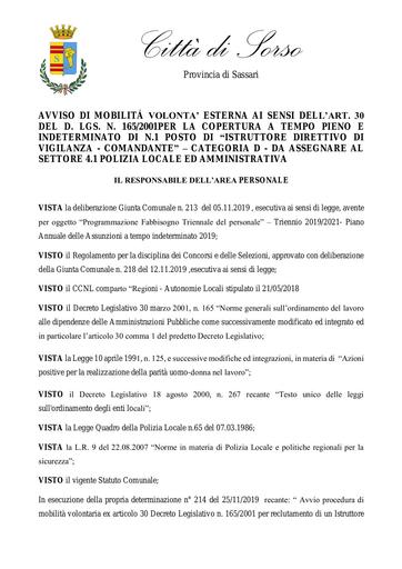 BANDO mobilita' D ISTRUTTORE DIRETTIVO