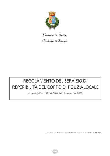 Regolamento reperibilità polizia locale