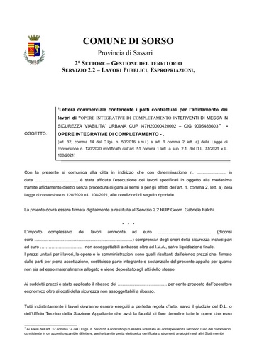 09 Schema lettera contrattuale opere integrative