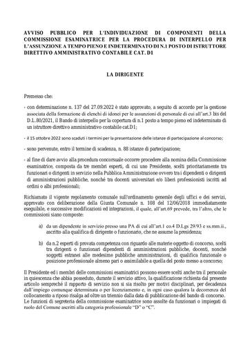 1 Avviso manifestazione di interesse componente commissione